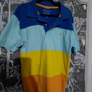 Nautica Blue and Yellow Polo Shirt